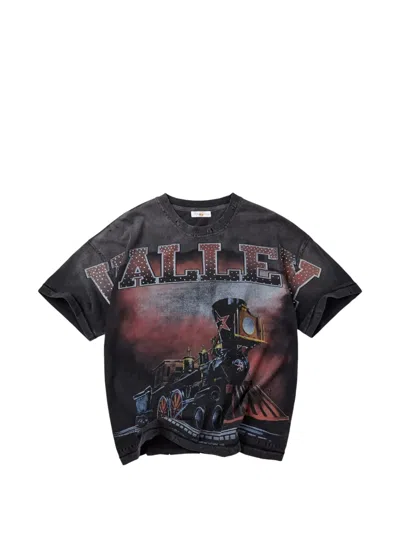 Vale Graphic-print Distressed T-shirt In Black