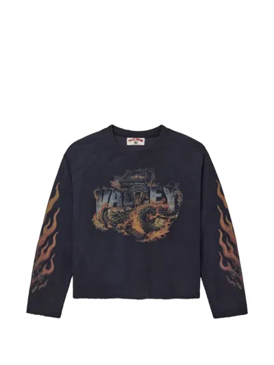 Vale Graphic-print Waffle-knit Sweater In Black