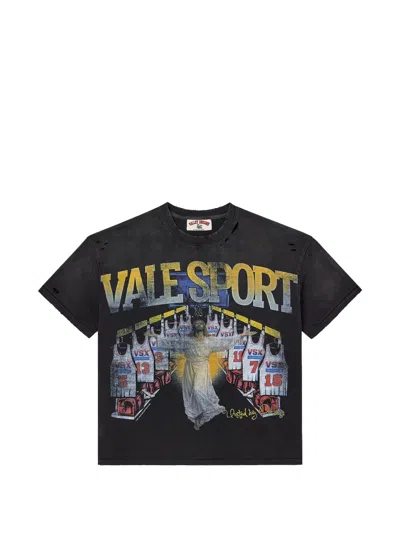 Vale Hof Distressed Cotton T-shirt In Black