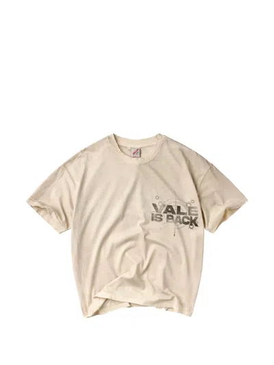 Vale Is Back Distressed Logo-print T-shirt In Neutrals
