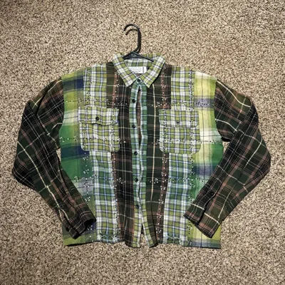 Pre-owned Vale Lives Studded Flannel In Green