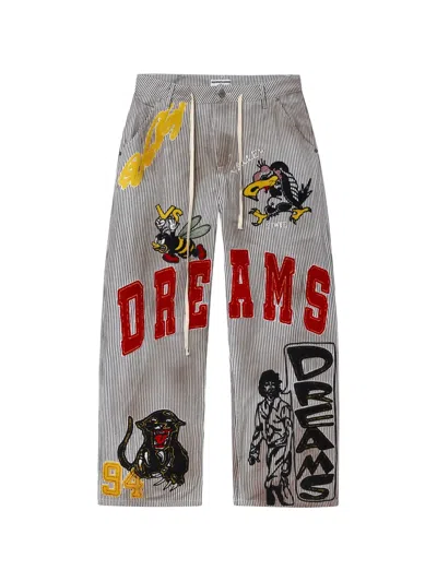 Vale Logo-detail Pinstripe Trousers In Gray