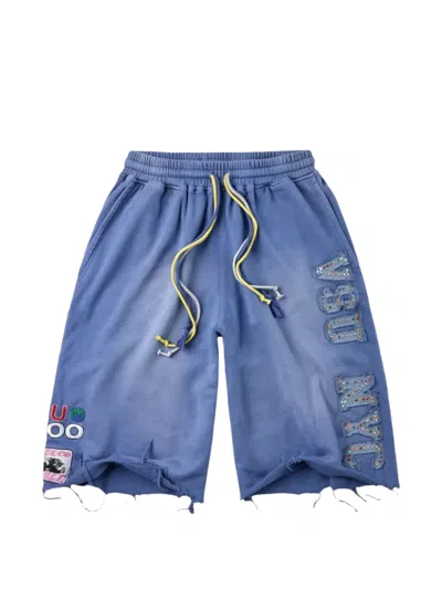 Vale Logo-patch Crystal-embellished Track Shorts In Blue