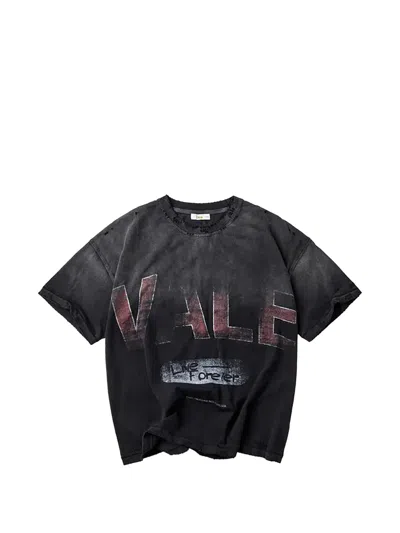 Vale Logo-print Distressed T-shirt In Black