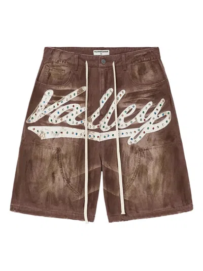Vale M&m Embellished Shorts In Brown
