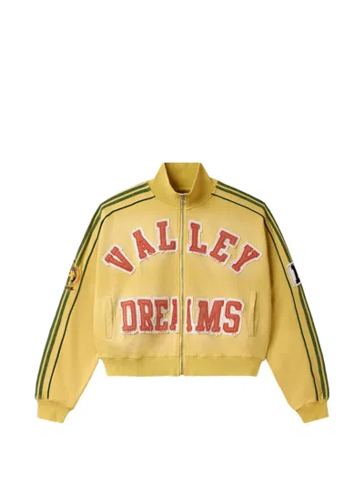 Vale Olympia Brasil Striped-sleeves Zipped Sweatshirt In Yellow