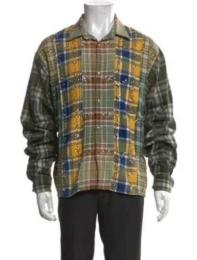 Pre-owned Vale Plaid Print Long Sleeve Shirt In Green