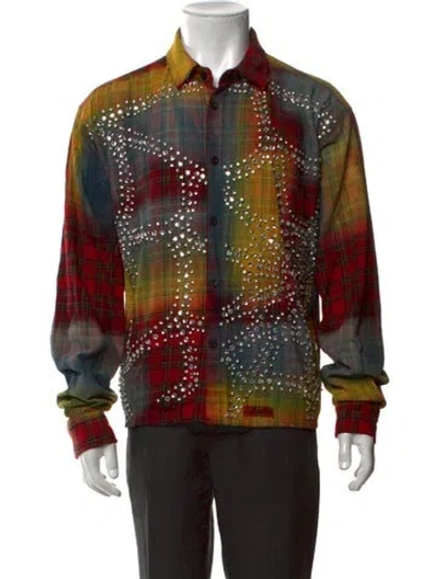 Pre-owned Vale Plaid Print Long Sleeve Shirt W/ Tags In Multicolor