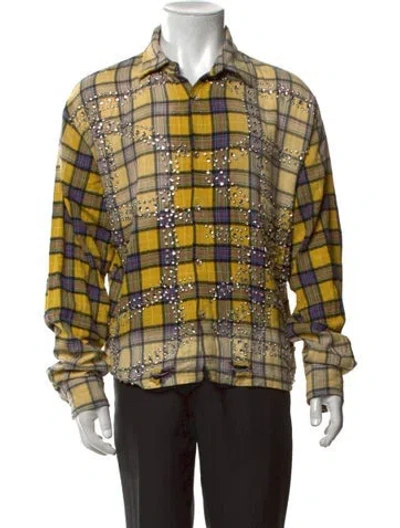 Pre-owned Vale Plaid Print Long Sleeve Shirt In Yellow