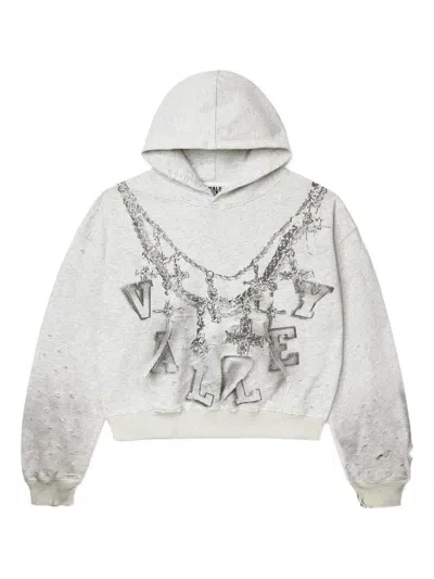 Vale Printed Hoodie In Gray