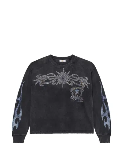 Vale Rhinestone-embellished Graphic-print T-shirt In Black