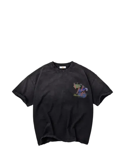 Vale Rock Distressed Graphic-print T-shirt In Black