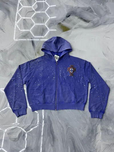 Pre-owned Vale Sea Cluster Zip Up Hoodie Blue Size M