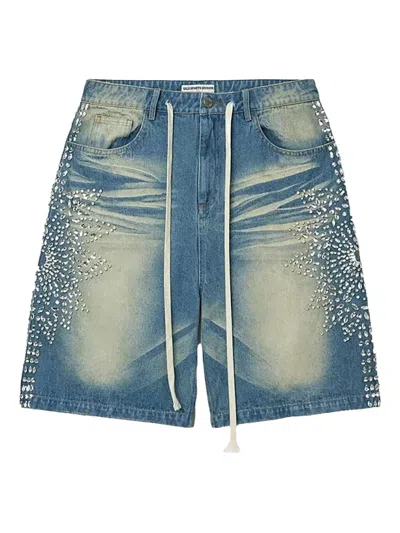 Vale Sirens Crystal Jean Shorts In Blue