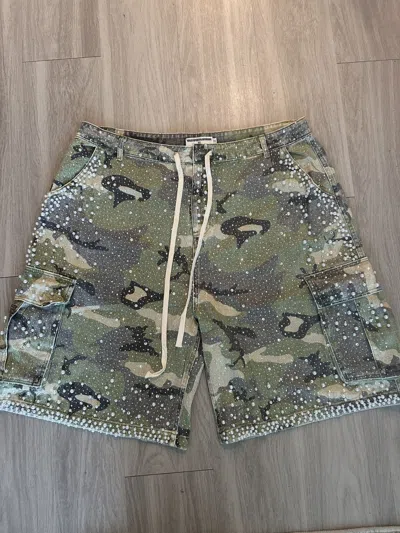 Pre-owned Vale Soulja Camo Jorts In Green