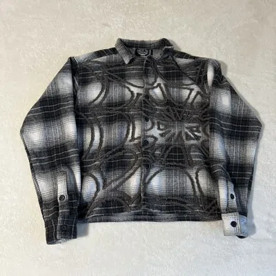 Pre-owned Vale Spider Web Flannel Jacket In Gray