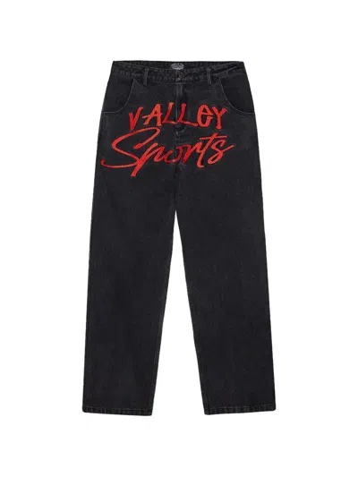 Vale Symbol Embroidered Jeans In Black