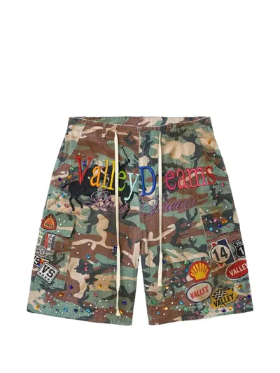 Vale Valley Dreams Patch-embellished Shorts In Brown