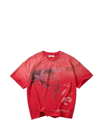 Vale Valley Instinct Graphic-print Distressed T-shirt In Red