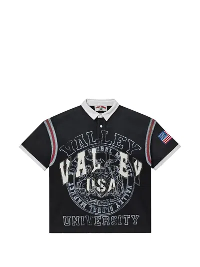 Vale Valley Usa Rugby Polo Shirt In Black