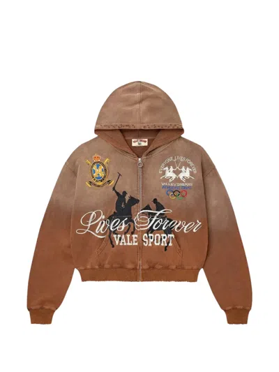 Vale Vanderbilt Graphic-print Hoodie In Brown