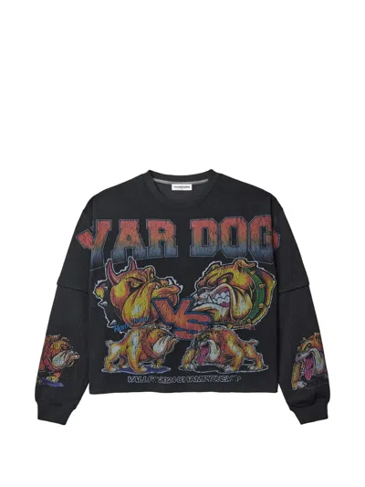 Vale War Dog Thermal Graphic-print Sweatshirt In Black