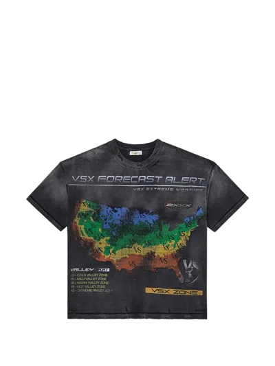 Vale Weatherman Distressed Graphic-print T-shirt In Black