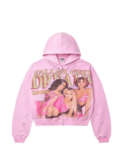 Vale Zip Embellished Hoodie In Pink