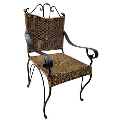 Pre-owned Valenti Armchair In Black Rattan And Wrought Iron From The Spanish Manufacturer
