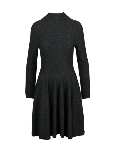Valenti Black Luminous Knit Virgin Wool-blend Mini Dress