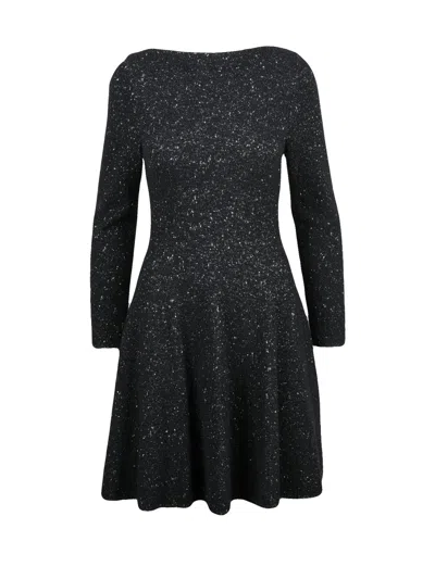Valenti Black Sparkling Knit Wool-blend Mini Dress
