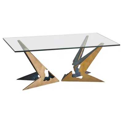 Pre-owned Valenti Brutalist Bronze Base Coffee Table Attributed To , 1970s In Gold