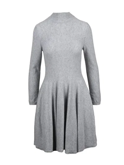 Valenti Grey Knit Virgin Wool-blend Mini Dress In Gray