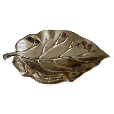 Pre-owned Valenti Large Silver-plated Leaf-shaped Bowl By , 1970s In Brown