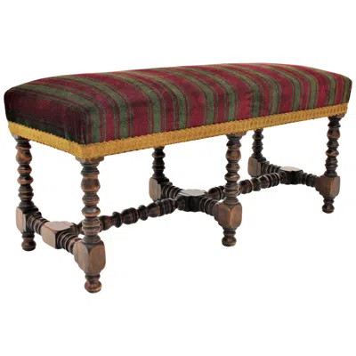 Pre-owned Valenti Louis Xiii Style Turned Wood Long Bench / Stool By , Spain 1940s In Brown