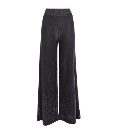 Valenti Metallic Mear Wide-leg Trousers In Black