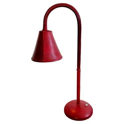 Pre-owned Valenti Oxblood Leather Table Lamp In The Style Of Jacques Adnet, 1970s Spain In Red
