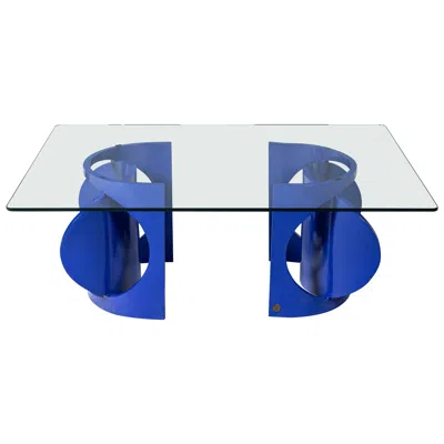 Pre-owned Valenti Painted Cast Iron Low Table By , Barcelona, Circa 1970 In Blue