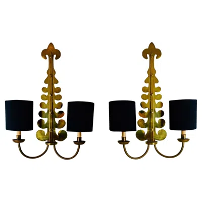 Pre-owned Valenti Pair Of Large Wall Lights By Valentí – Barcelona 1960 In Black