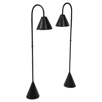 Pre-owned Valenti Reading Lamps In Stitched Leather, France 1960's In Black