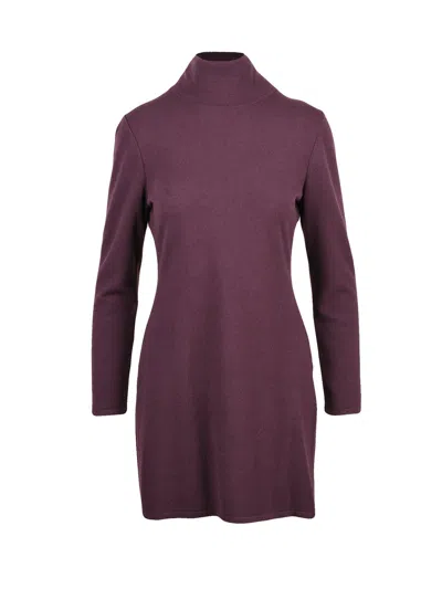Valenti Red High Neck Wool Long Dress In Purple