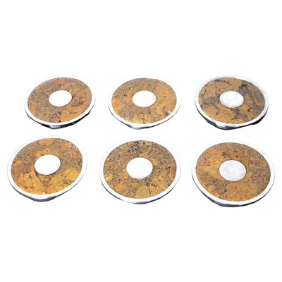 Pre-owned Valenti Set Of 6 Coasters  Spain 1970 In Sand
