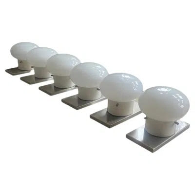 Pre-owned Valenti Set Of 8 Italian 60s Flush Mount Opaline Modulo Ceiling Or Wall Lights,  In Transparent