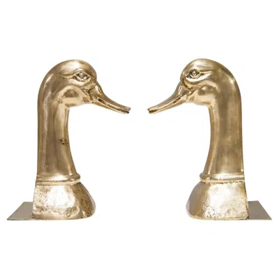 Pre-owned Valenti Solid Brass Duck Bookends By  Spain, 1970s In Brown