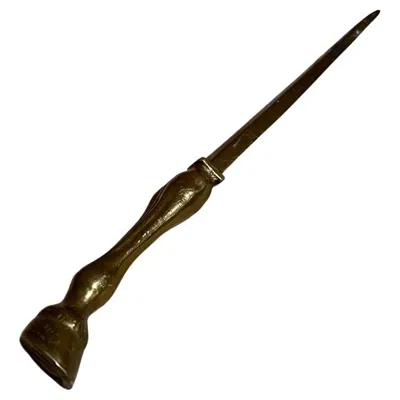 Pre-owned Valenti Solid Brass Letter Opener Equestrian Detail Spain In Black