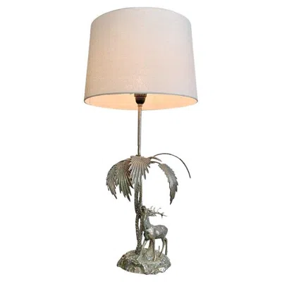 Pre-owned Valenti Stag Table Lamp, Silvered Bronze, Spain 1970's In Gold