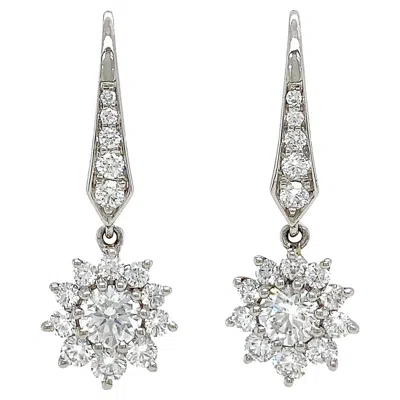Pre-owned Valentin Magro 18k White Gold Lever Back Cluster Diamond Gold Dangle Earrings
