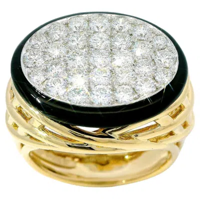 Pre-owned Valentin Magro 18k Yellow Gold Black Enamel Oval Woven Diamond Ring