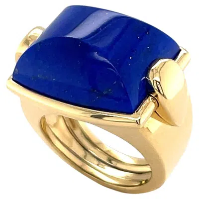 Pre-owned Valentin Magro 18k Yellow Gold Cushion Special Cut Lapis Lazuli La Vallette Ring