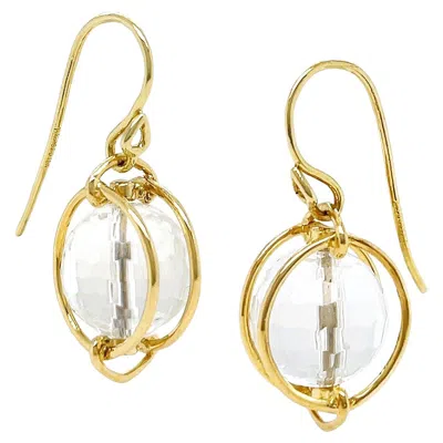 Pre-owned Valentin Magro 18k Yellow Gold Doppio Crystal Ball French Wire Drop Earrings